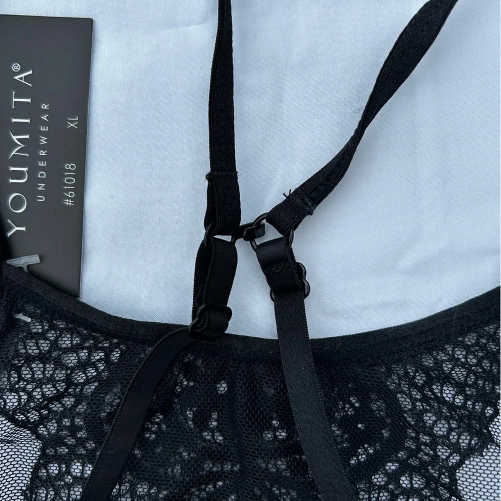 Youmita Sheer Lace High-neck Black Bralette XL - Picture 5 of 7